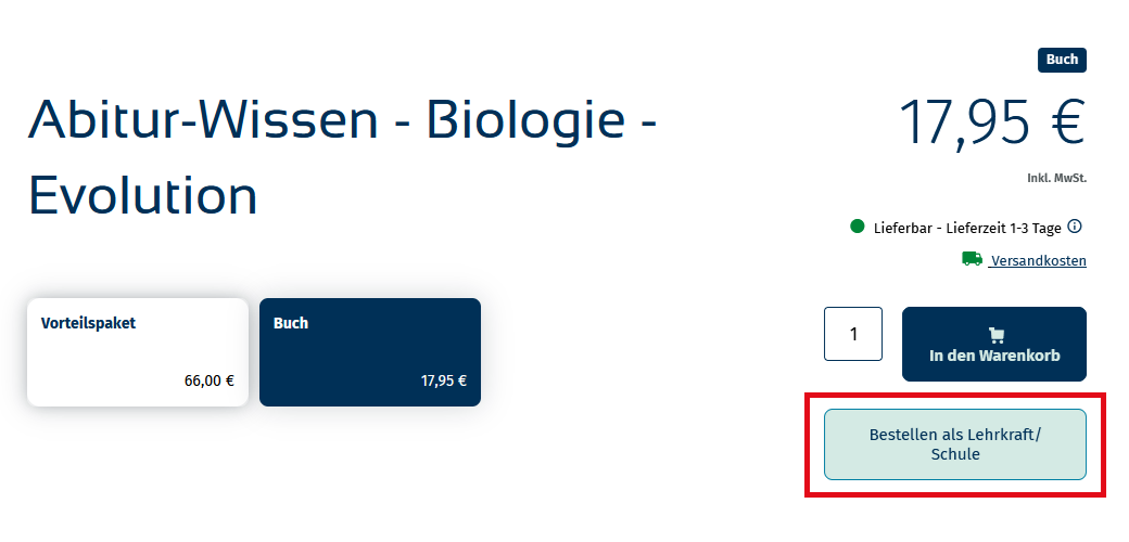 Screenshot STARK Klassensatzbestellung